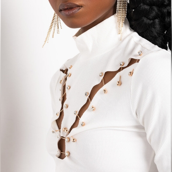 BNWT Safety Pin Top XS-M - White - Picture 2 of 5